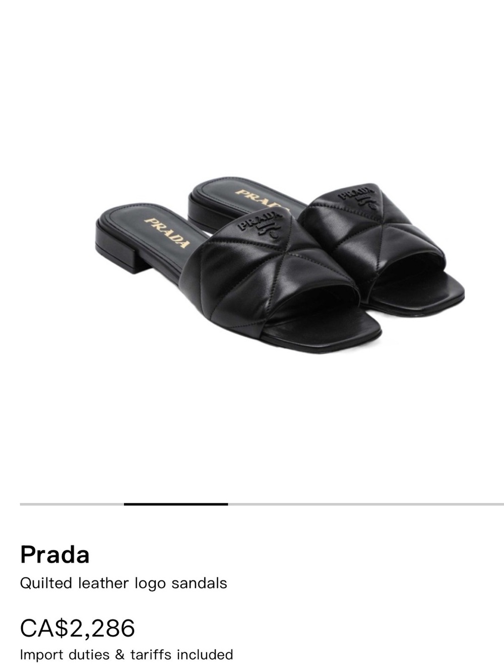 Prada Black Quilted Leather Slide Mules - Picture 11 of 12